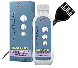 WeIla BLONDOR Permanent Liquid Hair TONER (w/Sleek Tint Brush) Haircolor Hair Color Dye (86 Brass Kicker)