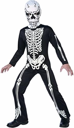 Child Boy's Skeleton Halloween Fancy Dress Costume Jumpsuit Onesie Medium