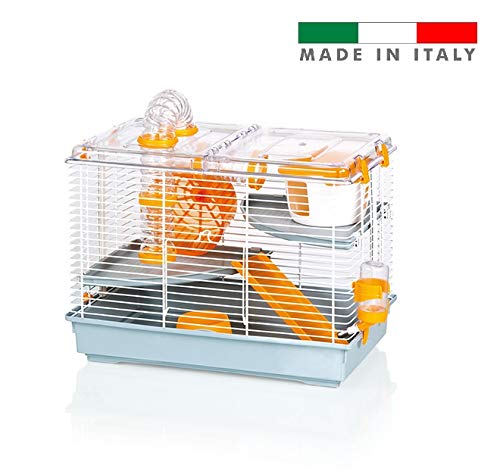 BPS PET SHOP Gabbia Criceto Pino con Ruota CASETTA E Scala Completo di BEVERINO E Tunnel (CM45 x 27 x 34)