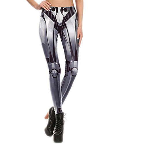 Women Leggings 3D Printed Iron Metal Armour Legins Robot Leggins Pant Legging for Woman Cool Legins Iron Metal L