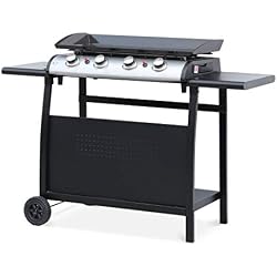 Alice's Garden Plancha au gaz 4 brûleurs sur Chariot - Porthos - 10kW, plancha à gaz avec desserte