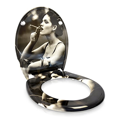 VENKON – Premium WC-Sitz mit Absenkautomatik – Modell „Smoking Fetisch“ – antibakterieller Toilettendeckel aus Duroplast inkl. Montagesatz - 6