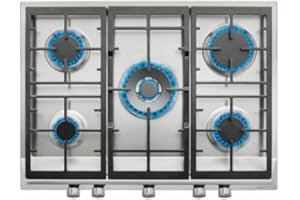 TEKA Placa de Gas 68 cm, 5 Fuegos, Doble Anillo, Mandos Frontales Metalizados, Quemadores Alta Eficiencia, Modelo EX 70.1 5G AI AL DR CI