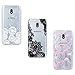 Produktbild Yokata [3 Packs] Kompatibel mit Hülle Samsung Galaxy J3 2017 Silikon Transparent Durchsichtig Handyhülle Schutzhülle TPU Dünn Slim Kratzfest mit Motiv - Flamingo + Löwenzahn + Spitze