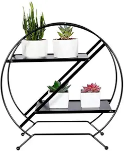 Weston Crafts Metal Plant Stand Rolling Flower Pot Stands Indoor Plant Stand 2 Tier 4 Potted Hold Flower Stands (Plant Pots NOT Included)