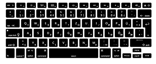 MiNGFi Deutsche Tastatur Silikon Schutz Abdeckung QWERTZ für MacBook Pro 13, 15, 17 Air 13 Zoll EU Keyboard Layout Silicone Cover - Schwarz