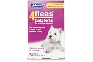 LEEWAY AMK® 4x Pack of 3 Johnsons 4Fleas tablets for Puppies & Small Dogs 3 Treatment Pack Flea Tablets