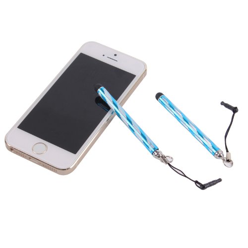 2-TECH 5er Set Tablet Pen Stift ausziehbar Universal Stylus in blau aus Aluminium passend für Smartphones und Tablets mit Touchscreen - 4