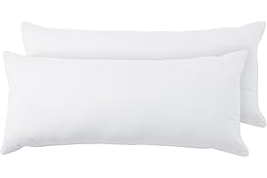 puredown® Pack de 2 Almohadas de Pluma y Plumón 40x90 cm, Lavable a Máquina, Funda de Algodón, Cojín Antiácaros Antibacterias y Antialérgica