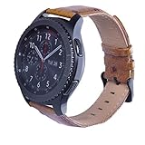 Topker 18mm Uhrenarmband Leder für Samsung S3P Uhr Uhr-Gurt-Replacement-Armbanduhr-Bügel-Band Strauß Muster