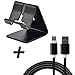 Produktbild STANDWERT Smartphone Halterung + USB Typ C Kabel für Honor View 10 - aus Aluminium - schwarz