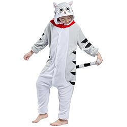 Pijama Gato Atigrado, Franela Onesie Animal Cosplay para Niños entre 1,14 y 1,46 m Unisex Kigurumi