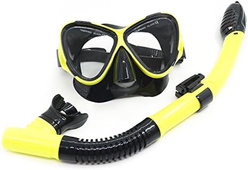 SWICEN Scuba Diving Mask, Snorkeling Goggle with Tempered Glass Lenses, 100% Anti-fog &amp; Anti-leak Technology, Dry Snorkel with Soft Silicone Mouthpiece for Adults and Youth, Easily Adjustable Silicon Straps, for Adults and Youth