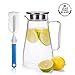 Produktbild JiaQi Wasserkrug aus Borosilikat-Glas mit Edelstahl-Einsatz-Deckel für kochendes Wasser und Eiswasser - Krug, Kaffeekanne, glas, durchsichtig, 1.5L