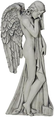 Large Resin Winged Angel Wall Plaque Sculpture Right Facing Heavenly Statue
