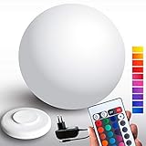@tec LED Kugellampe 35cm, Dekoleuchte für innen & aussen, innovative Lichttechnik mit Farbwechsel - 16 Farben in 7 Helligkeitsstufen und 4 dynamische Beleuchtungsszenarien für kräftige Farben und einen schönen Farbverlauf