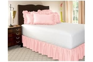 POIUYT Bettrock zum Umwickeln Bettvolant,Ruffled Solid Bed Rock 200x200/180x200 Wrap Around Style, Elastische Bett Wrap Ruffled mit Plattform Bett Rock 38/45cm Drop (Color : Pink, Size : 100 * 200+45cm)