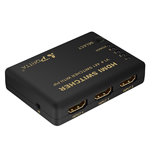 Portta 4PET0401M HDMI-Hub, 4 x 1, 4 Ports, inkl. Infrarotfernbedienung, 3D-kompatibel, HD 4K x 2K