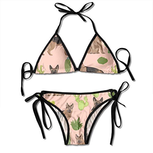 Preisvergleich Produktbild Hipiyoled Womens Bikini Sets Deutscher Schäferhund Cute Cactus Printing Beachwear
