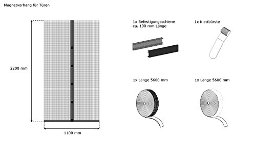 JAROLIFT Fliegengitter Magnetvorhang für Türen 110 x 220cm, schwarz, individuell kürzbar (Höhe und Breite) - 5