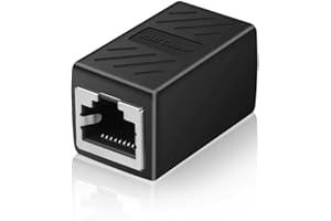 PENCILUPNOSE RJ45 Ethernet Cable Extender Connector Female to Female Connector for Cat7 / Cat6 / Cat5e / Cat5 Network Cable Coupler Joiner Black