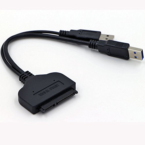 Generic Black USB 3.0 to SATA 22Pin Data Power Cable Adapter 2.5inch Hard Disk Driver SSD solid state drive cable coverter