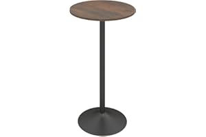 TANGZON Round Bar Table, 60CM Steel Frame Bistro Pub Table with Fixed Top, Metal Base & Non-Slip Mat, Dining Desk for Home Kitchen Pub Bistro, Easy Assembly (1, Rustic Brown, 60 x 60 x 101cm)