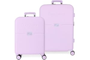 Pepe Jeans Accent Juego de maletas Morado 55/70 cms Rígida ABS Cierre TSA integrado 116L 7,54 kgs 4 Ruedas dobles Equipaje de Mano