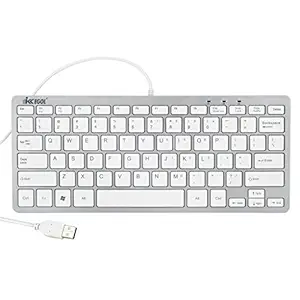 iKKEGOL Mini USB Slim Wired 78 Key Small Super Thin Compact Keyboard for Desktop Laptop PC Win 7 (White)