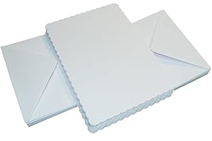 CRAFT UK LIMITED Craft UK 50 White Scalloped Cards & Envelopes 5 x 7, 91 x 152 x 0.64 cm