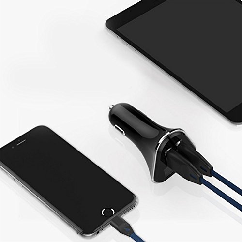haodou Caricabatteria da auto Dual Port adattatore per auto 4.8Â a ricarica veloce caricatore con tensione di alimentazione LED Display Schermo per iPhone, iPad, Samsung Galaxy, HTC, Nexus, LG, Sony, Tablet e altri dispositivi elettronici Nero