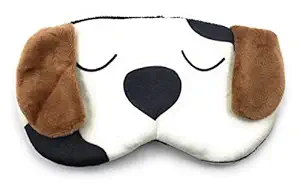 24x7 eMall Cute White Dog Cartoon Printed Super Soft and Comfortable Eye Shade Complete Black-out Design, Snooze, Slumber, Hibernate for Proper Sleep, Travel