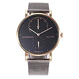 Damenuhr Mode Edelstahl Klassisch Schwarz Lässig Mit Milanese Mesh Band Wasserdichte Analog Quarz Kleid Armbanduhren Stahl Armbanduhr (Rose Gold & White Gold),A