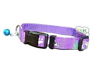 PSK PET MART Adjustable Soft Nylon Cartoon Printed Collar for Puppies & Kitten,15mm (Purple)