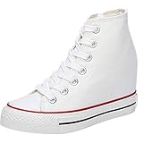 Tacón alto invisible 5cm zapatos de lona Zapatos Casuales mujer
