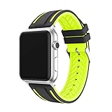 HappyTop Doppelfarbiger Ersatz für Apple Watch 1/2/3/4 Silikon Armband iWatch Bands Sport Design, Unisex, Schwarz/Grün, 38 mm