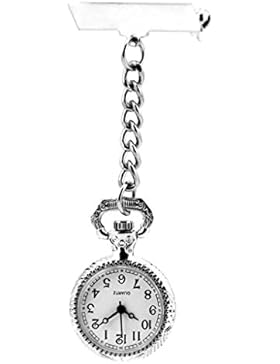 MagiDeal Krankenschwester FOB-Uhr Damen Brosche Taschenuhr Analog Quarzuhr - Silber