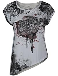 trueprodigy Casual Mujer marca Camiseta estampado ropa retro vintage rock vestir moda cuello redondo manga corta slim fit designer cool urban fashion t-shirt color negro 1072527-2999