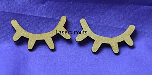 1 Pair MDF Wooden Closed Eyes/Eyelashes Sleepy Dreamy, crafting, nursery, wall decoration (200mm)