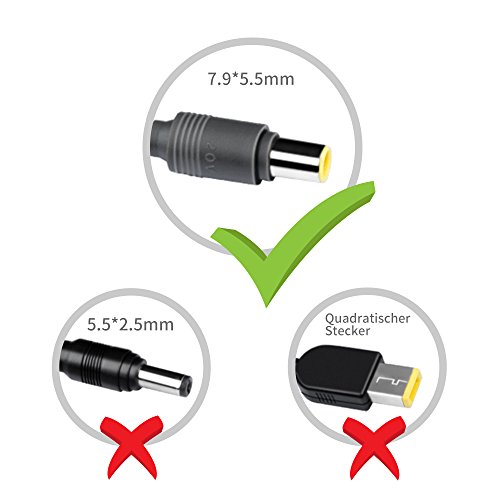 [TUV GS LISTED] HUIKEYUAN 20V 3,25A 65W Laptop Netzteil für Lenovo Thinkpad T400 T410 T420 T430 T430s T430u T530 T60 T61 T61p L412 L420 L430 L512 L530 R400 R61 T500 T510 T520; ThinkPad X1 X120e X131e X140e X220 X230; Edge 15 E430 E520 E530 E530C E545 W500, Stecker 7,9*5,5mm - 2