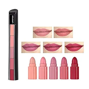 Joyesa 5 in 1 Lipsticks for Women, Nude Edition Pro Colors Hydrating Lips Velvety Matte Finish Shades, 7.5g, Pack of 2 (Nude)