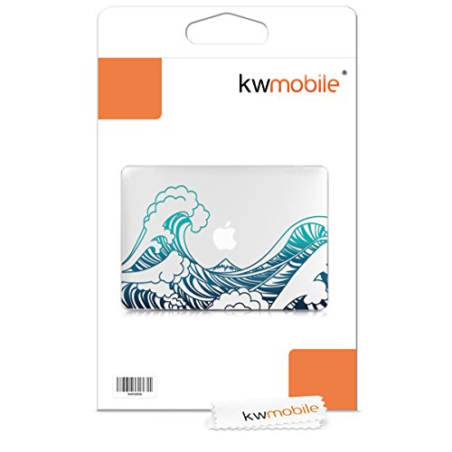 kwmobile Crystal Hülle für Apple MacBook Pro Retina 13″ (ab Ende 2012) Hard Case – dünne durchsichtige transparente Schutzhülle Cover Tasche Wellen Design Blau Dunkelblau Transparent - 7
