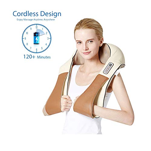 yyqamy Shiatsu Neck and Shoulder Massager Cordless with Optional Heat Relieve Muscle Pain for Neck, Back, Shoulders, Foot, Legs – Electric Full Body Massage in Car Office and Home