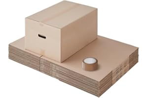 Pack and Move - Lot 20 cartons déménagement seconde main - 57 x 39 x 34 cm - Cartons réemployés - Seconde vie - 1 adhésif
