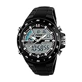 IW.HLMF Männer Sport 5ATM Digital Tauchen Wasserdichte Schwimmen Uhr Laufen Outdoor Armbanduhr Doppel Zeituhr Wecker,C