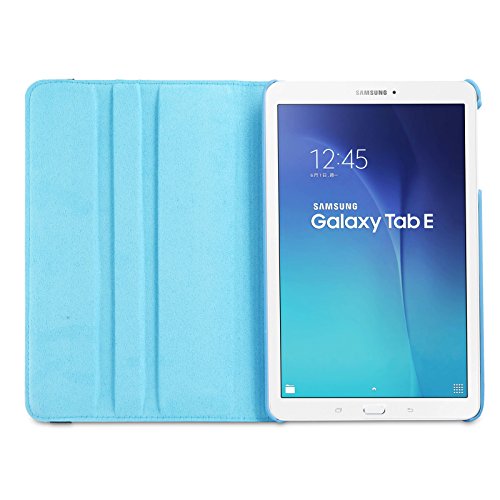 Infiland Samsung Galaxy Tab E 9.6 Hülle Case – PU Ledertasche lederhülle 360° Drehbarer Stand Cover Case Schutzhülle Tasche Etui für Samsung Galaxy Tab E T560N / T561N 24,3 cm (9,6 Zoll) Tablet-PC(Hellblau) - 9