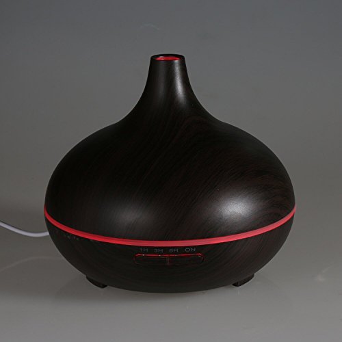 Euph 300ml Aroma Diffuser Ultraschall Luftbefeuchter Humidifier mit LED Farbwechsel,sicher und leise für Yoga Kinderzimmer Schlafzimmer Krankenhaus Toilette Büro usw.-Dunkelbraun - 4