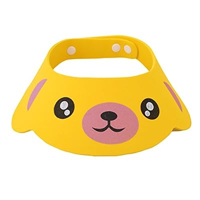 Lalang Visière Casquette Bonnet de Bain Douche Shampoing pour Bébés Enfants Taille Réglable (Jaune)