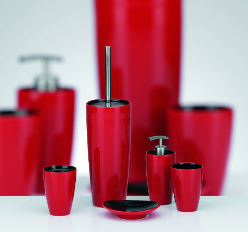 Kela 390106 Badset Atlanta aus roter Keramik 3-teilig – 2 Becher + Seifenspender - 2