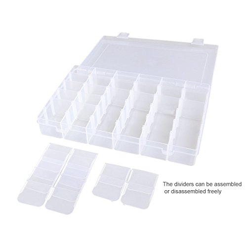 westeng 1 Verstellbare 24-grid Transparente Jewelry Organizer Box Container Fall mit herausnehmbaren Trennwänden - 2